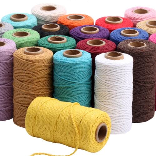 3 pieces of 2mm two-wire cotton rope 2-3mm coarse color cotton rope Spot color cotton line 100m