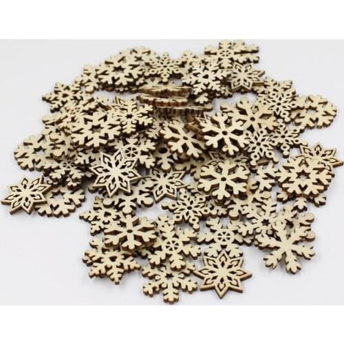 30/50/ 100PCs 25mm Christmas Snowflake Wooden Buttons Fit Sewing and Scrapbook DIY Wedding Decoration