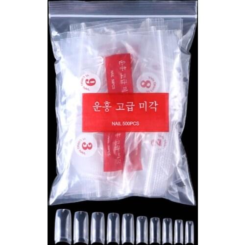 500pcs/box artificial nail tips full coverage nail color nail tips ABS transparent nail capsule French manicure fake nails