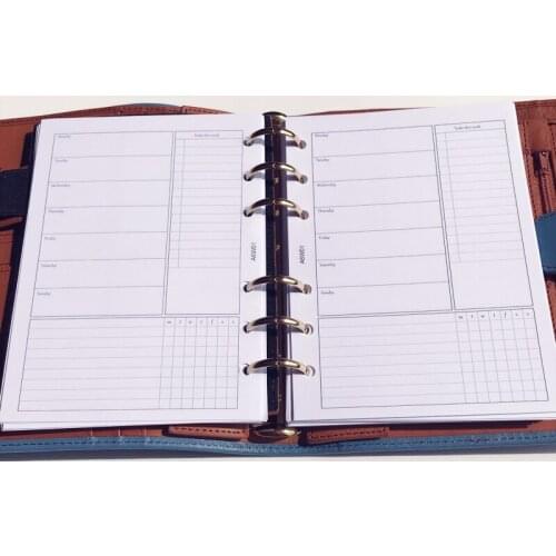 6 hole Loose-leaf Weekly Notes Planner Refill Diary Journal Filler Paper For Filofax Spiral Notebooks Stationery Accessories