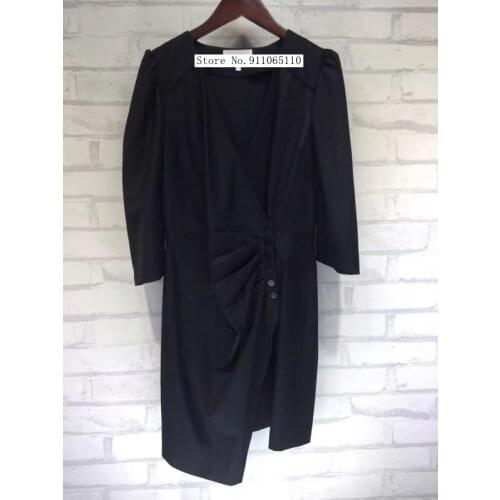 2021 3/4 Sleeve Cross V-neck Pinstripe Irregular Mini Dress