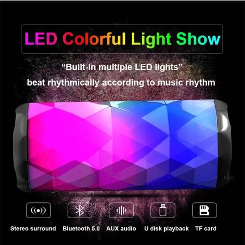 Powerful column Portable speakers Wireless bluetooth speaker soundbar caixa de soox Outdoor Bass HIFI TF FM Radio with LED Light