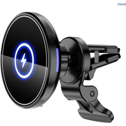 Wireless Magnetic Qi Wireless Charging Auto Air Vent Mount Clamping Cradle in Vehicle Fit for Phone 12 Series 15W