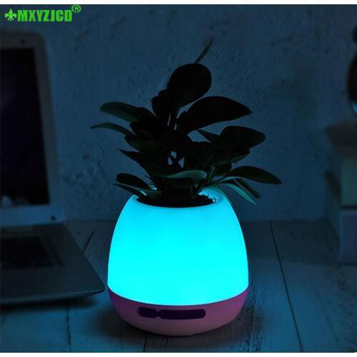 Bluetooth Audio Smart Flower Pot Colorful Night Light Plastic Vase Touch Plant Music Potted Home Decoration Accessories