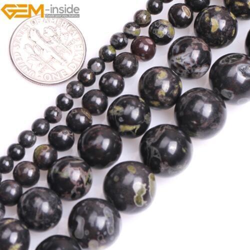 Gem-inside 4-12mm 15'' Natural Round Dark Green Spot Jasper Beads For Jewelry Making Beads Trinket Bracelets For Women DIY Beads