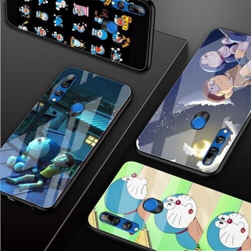 Doraemon Tempered Glass Phone Case For Huawei Honor 8X 9 10 20 30 lite PRO 10i 20i