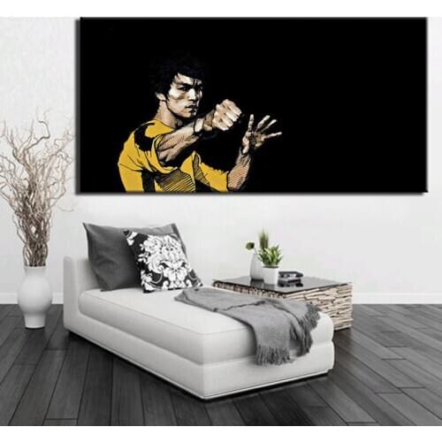Home Decoration Canvas Painting Kung Fu Superstar Bruce Lee Poster Digital Printed Wall Pictures for Living Room Decor No Frame