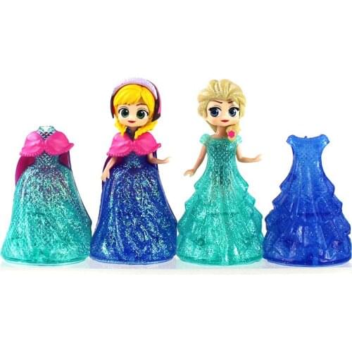 10cm 4pcs/Lot Frozen Princess Anna Elsa Figure Toys Dress Changeable Beauty Model Dolls