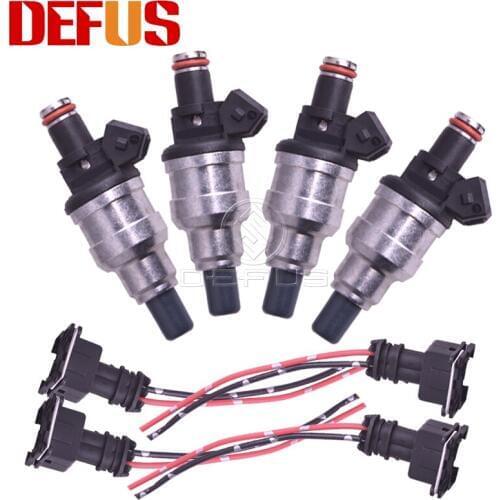 DEFUS 4x 550cc Fuel Injector Nozzle Bico For OBD0 OBD1 Honda B D H JDM VTEC EV1 Style 47lb With EV1 Plugs Free Clips