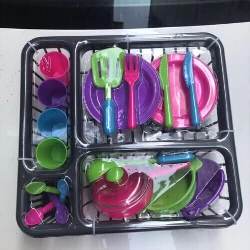 Toys 28pc Kids Kitchen Dish Playset Childrens kitchen tableware set family 28 pieces of kitchen utensils