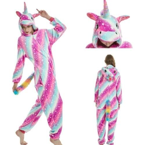 Animal Panda Kigurumi Men Unicorn Onesie Winter Sleepwear Cartoon Hooded Christmas Pyjama Warm Stitch Costume Unisex Onesie
