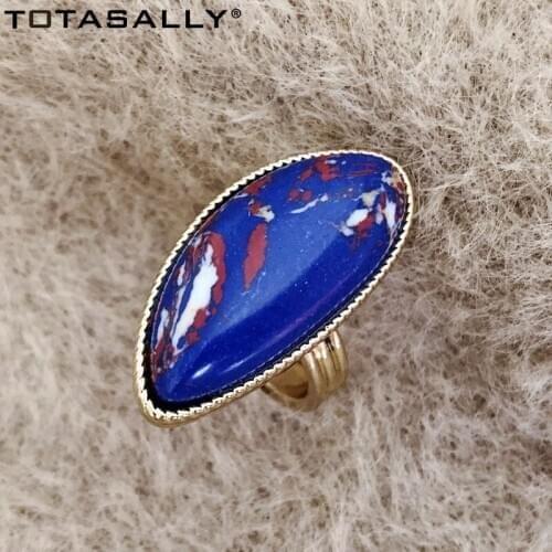 TOTASALLY Womens Finger Ring Fashion Big Colorful Texture Nature Stone Ring Top Ladies Party Rings Jewelry Accessories dropship