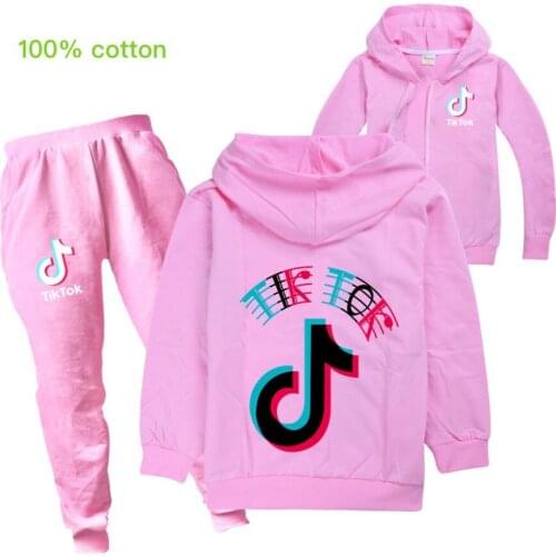 TIK TOK Kids Girls Coat+Pants Suit Cartoon Children Clothing Sweatshirts Casual Princess Fashion Clothign Set
