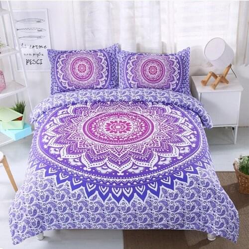 FANAIJIA Bohemian Duvet and Bedding Sets Boho Printed 3d Mandala 3pcs Pillowcase Single Double AU Size Bedlinen