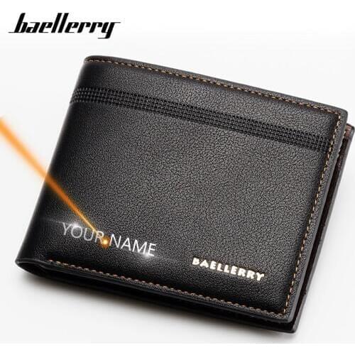 2020 Men Wallets Short Name Engraving Card Holder Top Quality Wallet For Men Business Solid Male Thin Wallet Brand Carteria