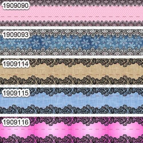 10yards - different sizes -Grosgrain ribbon - flowers side coloful stripes printed ribbon