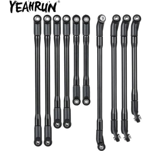 YEAHRUN Metal Link Rod Linkages Kit Plastic Rod End 313mm Wheelbase for 1/10 Axial SCX10 II 90046 RC Crawler Car Links