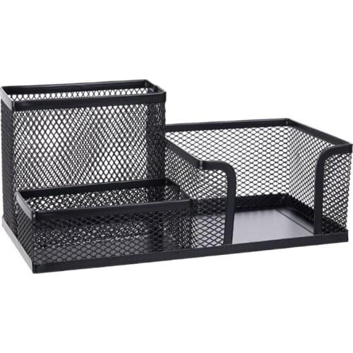 Metal Stationery Holder 3 Compartments Pencil Container Desktop Organizer Holder For Desk Simple Storage Holder Box