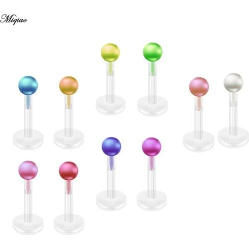 Miqiao 1pcs New Colorful Acrylic Labret Monroe Lip Ring Body Piercing Fashion Jewelry 16G