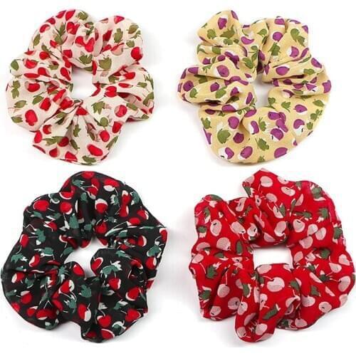New Chiffon Printed Flower Floral Scrunchie Women Girls Elastic Hair Rubber Bands Accessories Tie Hair Ring Rope Holder Headdres