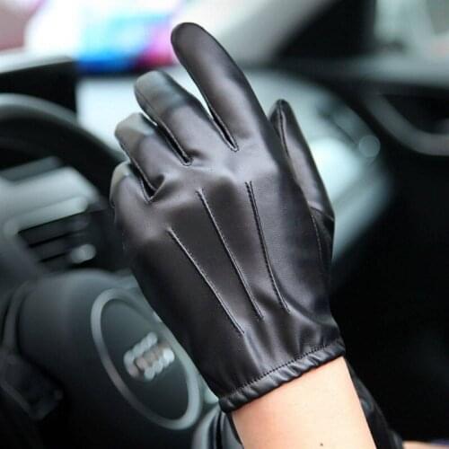 Autumn Winter Motorcycle Gloves For Sports Womens Outdoor Cycling Driving Thin Touch Screen Warm Black Pu Leather Mittens M100