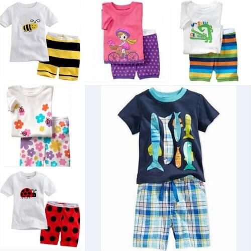 New Brand Summer Kids Girls Boys Whale Print Pajamas Short Sleeve Set Cartoon Pijamas Sleepwear Toddler Pyjamas Clothing