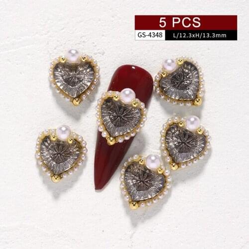 Heart Shape Designer 5pcs/set Nail Rhinestones Shiny Colorful Crystal Gems Nail Art Pearl Charms UV Gel Nail Charms Decoration