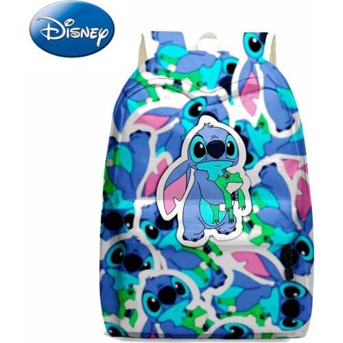 42cm Disney School Backpack Anime Lilo and Stitch Gradient Print Traveling Backpack Students School Bag Back To School Supplies