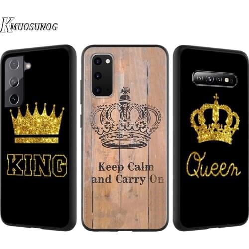 Silicone Cover King Queen Couple Crown For Samsung Galaxy S21 S20 FE Ultra S10 S10E Lite S9 S8 S7 Edge Plus Phone Case