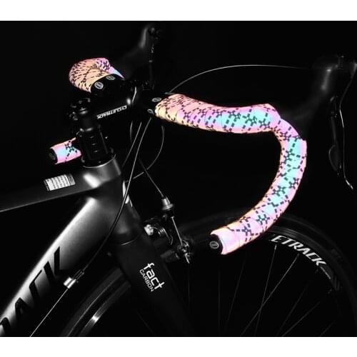 Reflective Bicycle Handlebar Tape Road Bike Handle Bar Tape End Plugs Decoration Grip PU EVA Silicone Wrap Strap Cycling Bartape
