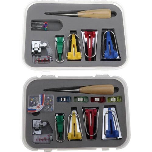 Fabric Clover Bias Tape Makers Binder Binding Snap on Foot Awl Pin for Patchwork Sewing Accessories Quilt Craft Machine Tools