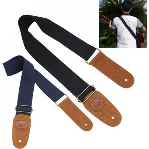 Guitar Strap Adjustable Belt Woven Cotton Strap with Leather Ends for Electric Acoustic Folk Guitars