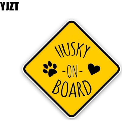 YJZT 15.7CM*15.7CM HUSKY ON BOARD Car Sticker Lovely Dog Print Decal PVC 12-40506