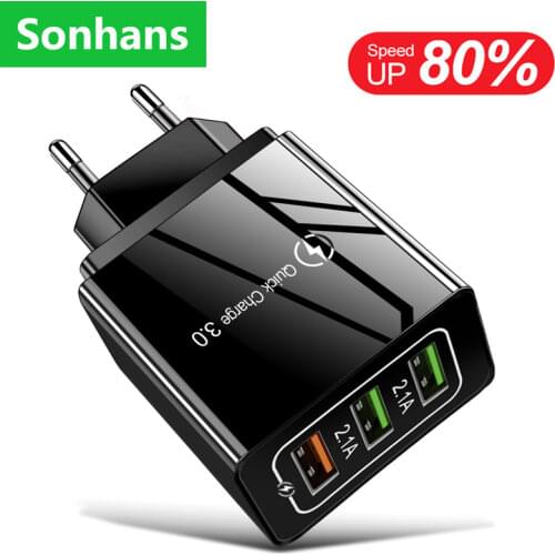 QC3.0 USB Charger 3 Port Mobile Phone 18W Quick Charge US EU Multi travel Charger For iPhone XS mas 78 Plus Samsung S8 charger