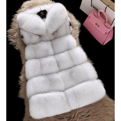 Faux Fox Fur Vest Women Winter Thick Fluffy Sleeveless Hooded Warm Outerwear Luxury Fur Jacket Elegant Mujer Bontjas Vests 2020