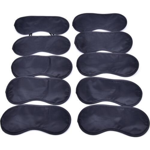 10pcs/lot Travel Sleeping Eye Mask Black Shade Blindfold Eye Patch Night Economic Sleep Snoring Gift Wholesale