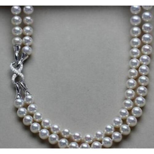 2 row 9-10mm south white pearl necklace 18"-19"