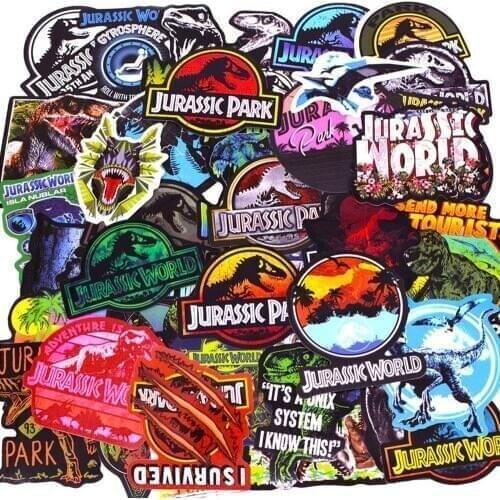 75PCS Dinosaur Jurassic Park Stickers Waterproof Skateboard Fridge Phone Guitar Laptop Motorcycle Travel Luggage Cool Stickers