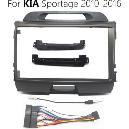9 inch 2 Din Car Radio Fascia For KIA Sportage 2010-2016 Stereo Panel Bezel Faceplate Center Console Holder Frame Dash Kit
