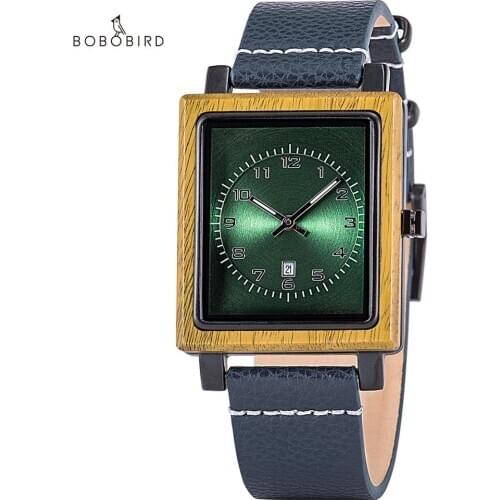 BOBO BIRD Wooden Mans Wactch Quartz Square Dial Wistwatches for Men часы мужские Date Display Wholesale in Christmas Gift Box