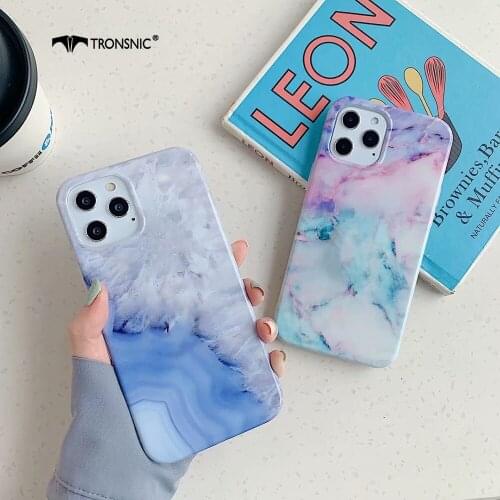 Marble Texture Phone Case for iPhone 12 11 Pro Max XR Xs Max Soft Shiny Blue Purple Luxury Case for iPhone 6s 7 8 Plus Cover Hot