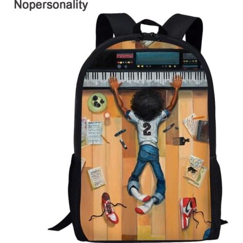 Nopersonality Cartoon Black African American Boys Print School Bag Cool Schoolbags for Student Kids Elementary Children Bookbags