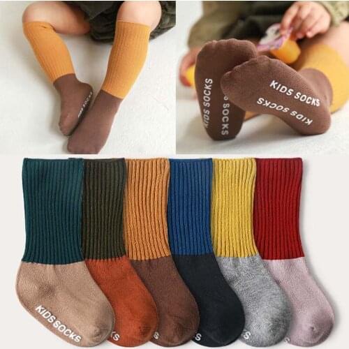 Baby Socks Kids Dispensing Non-slip Floor Socks for 2-3years Baby Girl Boys Middle Tube Pure Color Cotton Soft and Breathable