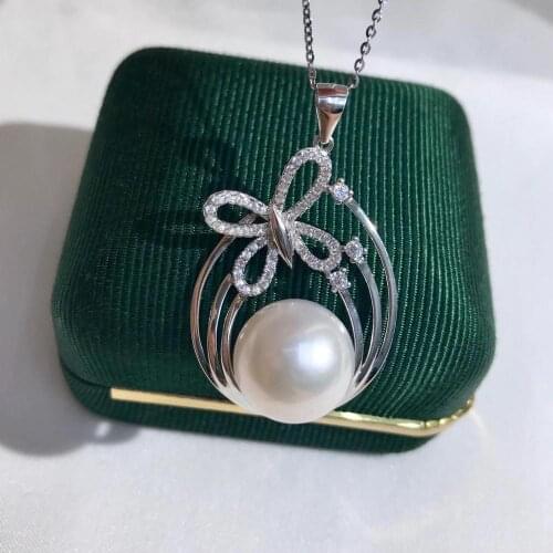 DIY Butterfly Jewelry 925 Sterling Silver Pendant Base Settings Mountings Findings Parts for Pearl Crystal Jade Agate 5pcs/lot