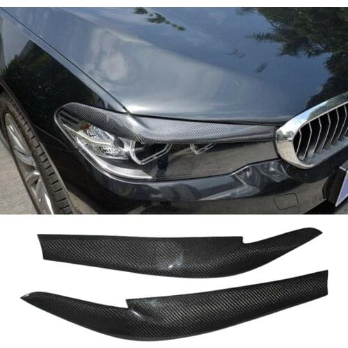 For BMW 5 Series G30 G31 G38 F90 M5 2018-2021 Real Carbon Fiber Headlights Eyebrow Eyelid Trim Cover Sticker Refitting