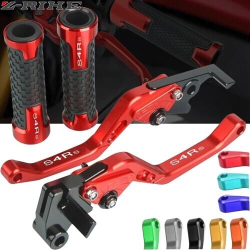 For Ducati S4RS S4R S 2006 2007 2008 Motorcycle CNC aluminum Adjustable short Brake Clutch Lever Handle Grips With S4RS logo