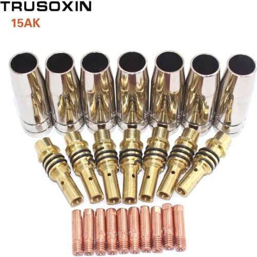 30pcs15AK Binzel torch/gun consumables electrode and Stainless steel protective cover and link rod for the MIG welding machine