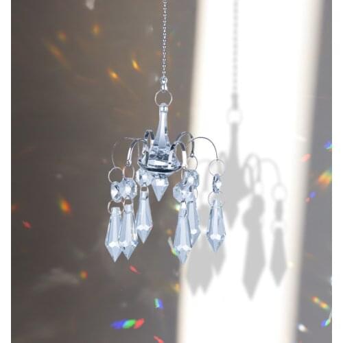 Crystal Beads Pendant Chandelier Shaped Prism Faceted Hanging Jewelry Ornament Glass Sun light catcher Indoor Outdoor Art Decor