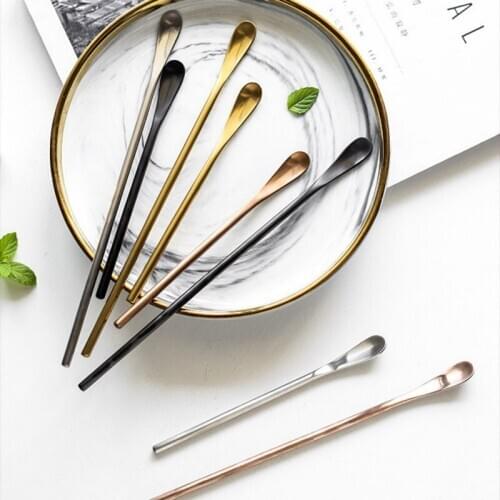 Stainless Steel Coffee Spoon With Long Handle Square Head Mixing Stirring Spoon Kitchen Ice Cream Dessert Tea Spoon For Picnic