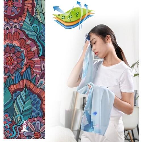 Yoga Blanket Mat Cover Towel Gym Non-slip Towels Printed Microfiber Outdoor Fitness Sports Travel Quick-drying Cushion Pilates